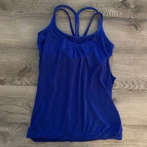 athleta bright blue tank top with built in bra size small